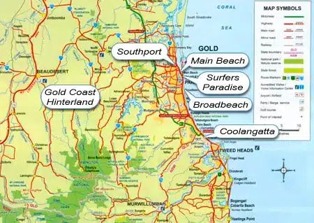 gold coast australia. Gold Coast Map - Detailed Map