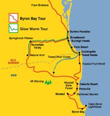 Australian Day Tours Byron Bay map