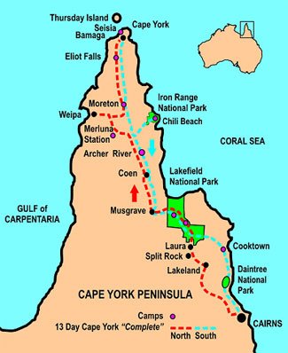 12 Day Cape York Complete All Overland map