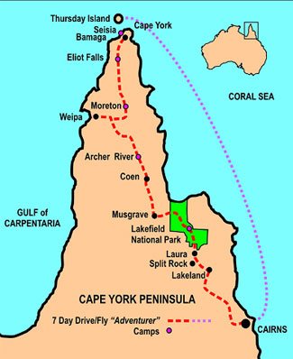 7 Day Cape York Adventurer map