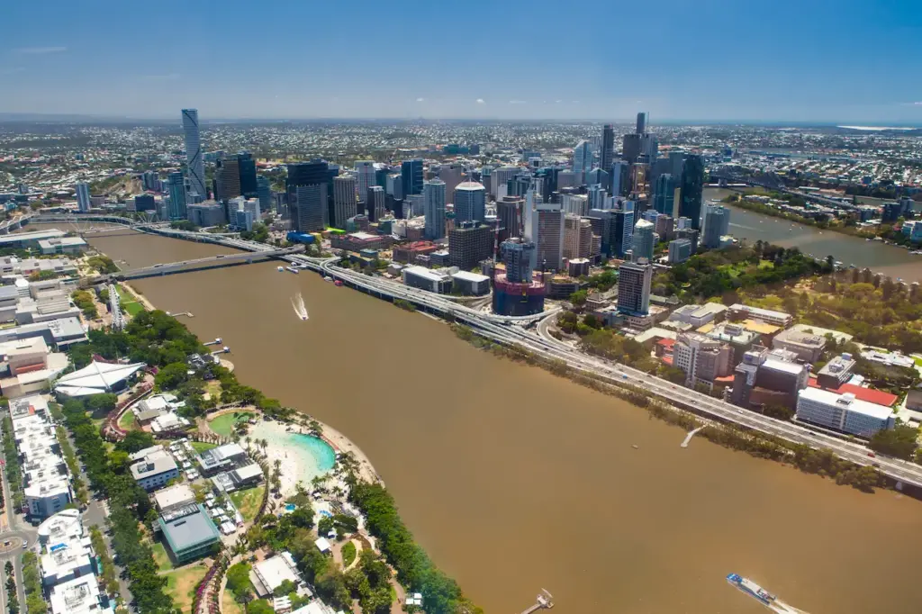 Aerial View of Brisbane River 