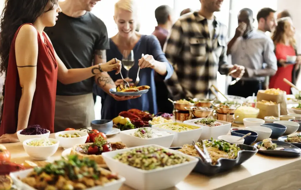 People Eating In A Buffet Dinner Restaurant