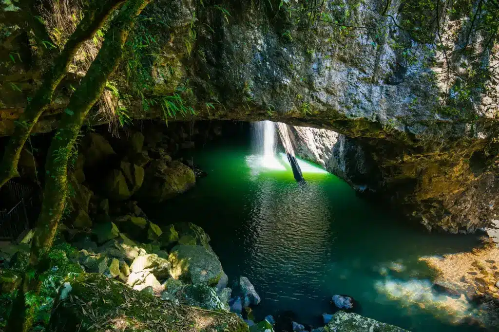 Natural Bridge Waterfall at Springbrook National Park 